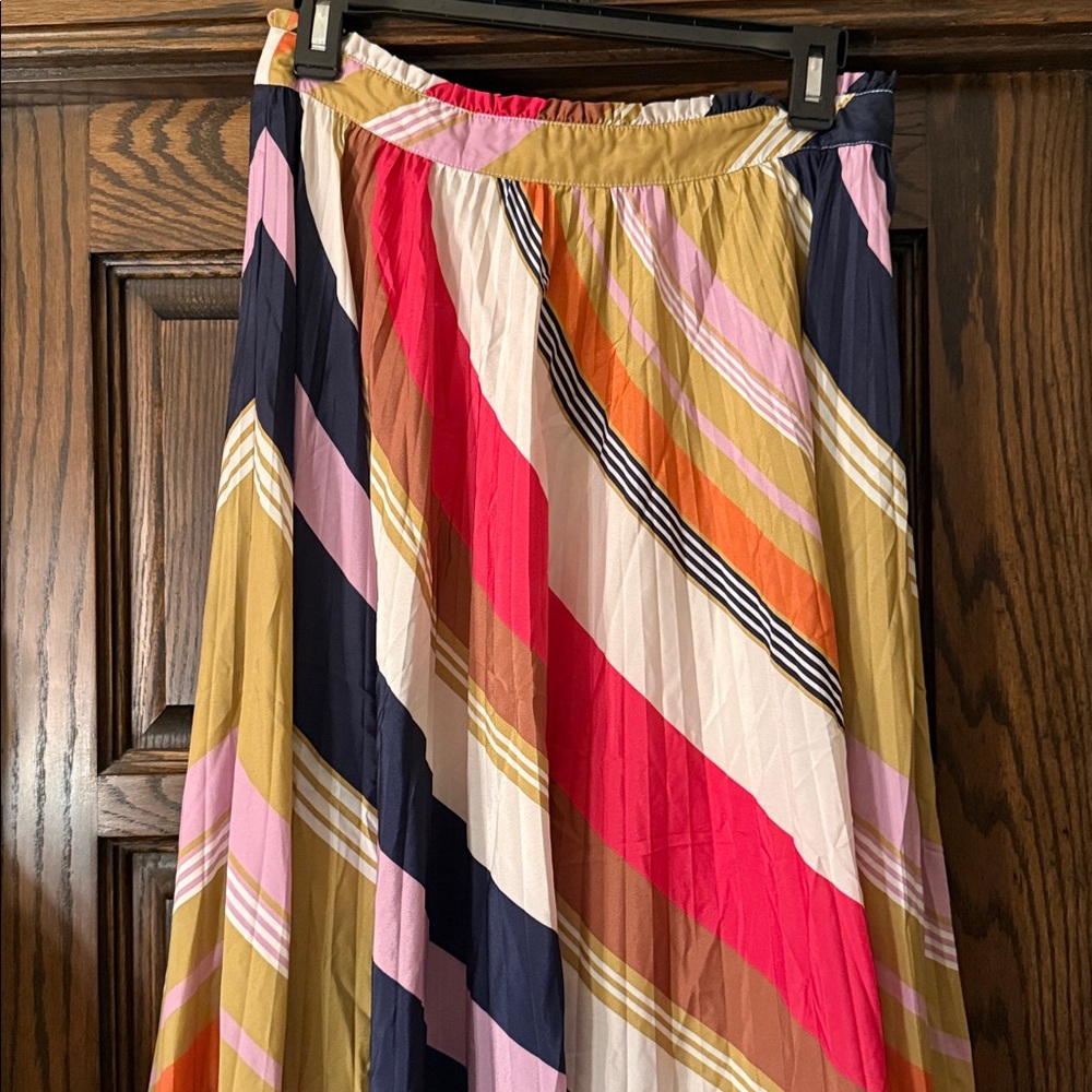 Function & Fringe Edit | Anthropologie Pleated Midi Skirt | Stripe Earth Tones - Picture 4 of 7